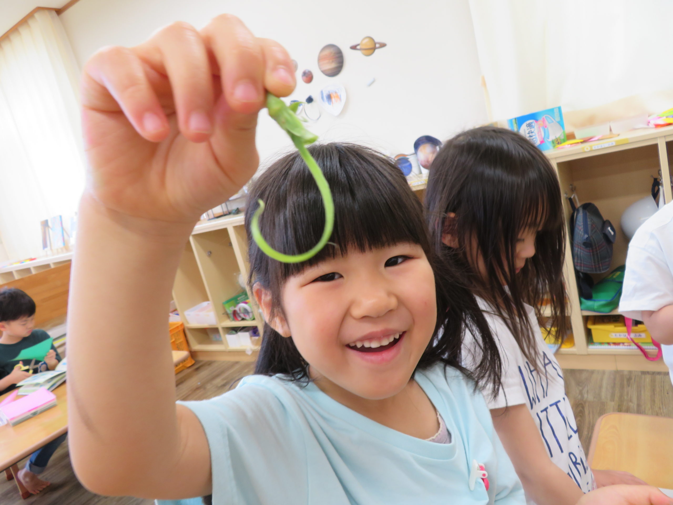 😊遊コスモス小新保育園「5歳児 スナップエンドウ🥗🥢」
