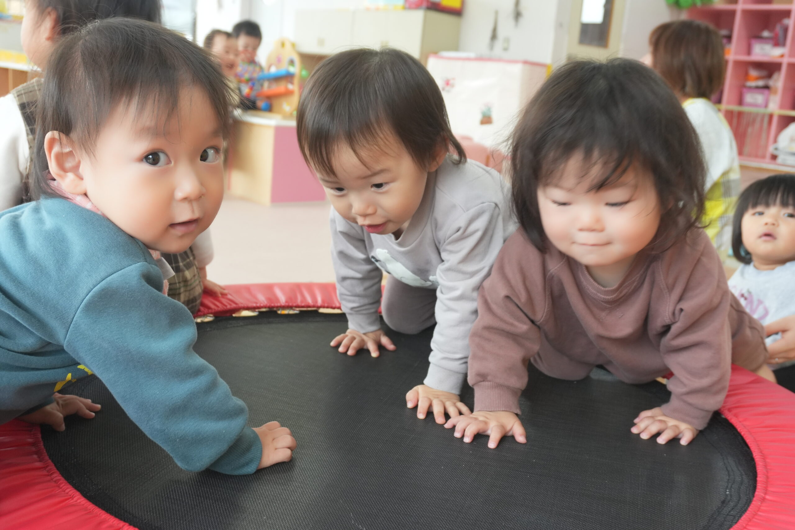 トランポリンで遊んだよ♪【真野第１保育園　ひよこ組】